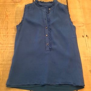 J. Crew Silk Mock-Neck Sleeveless Ruffle Blouse 0